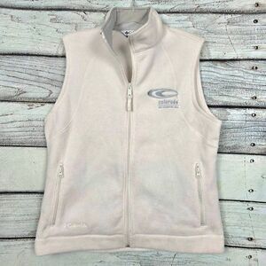 Columbia L White Fleece Zip Vest Colorado Ski Country